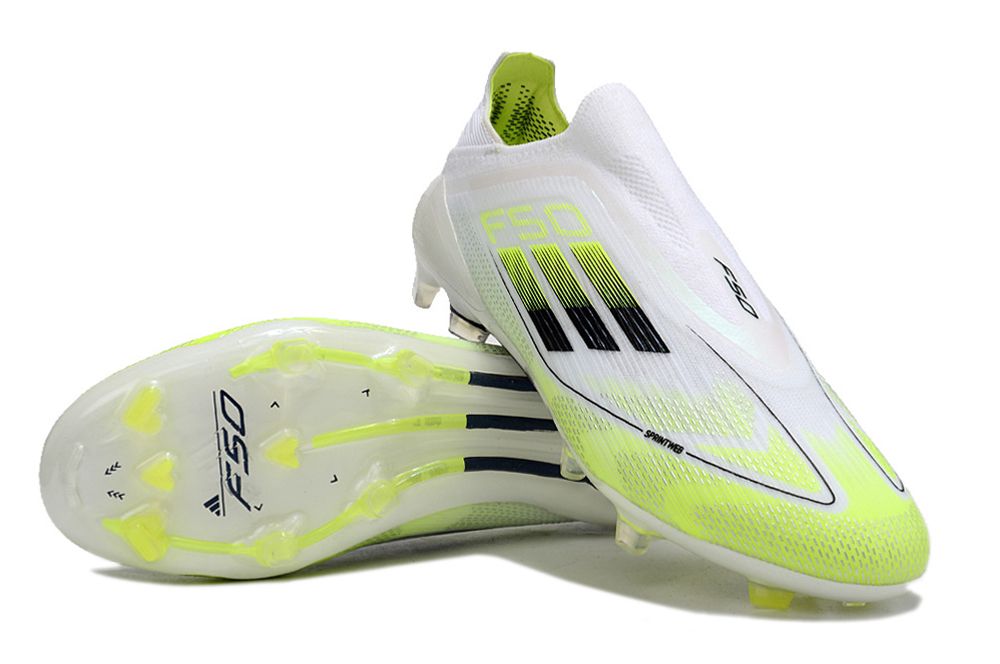 Men's Adidas F50 Elite Laceless FG Soccer Cleats - White/Black/yellow