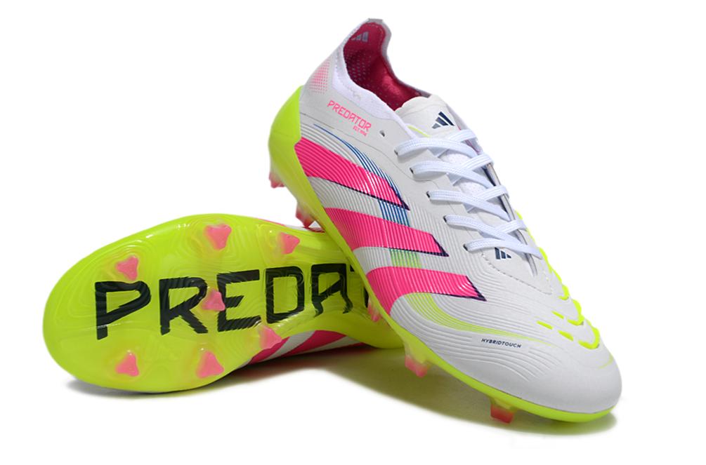 Unisex Adidas Predator Elite 25 FG Soccer Cleats - White/Pink/Yellow