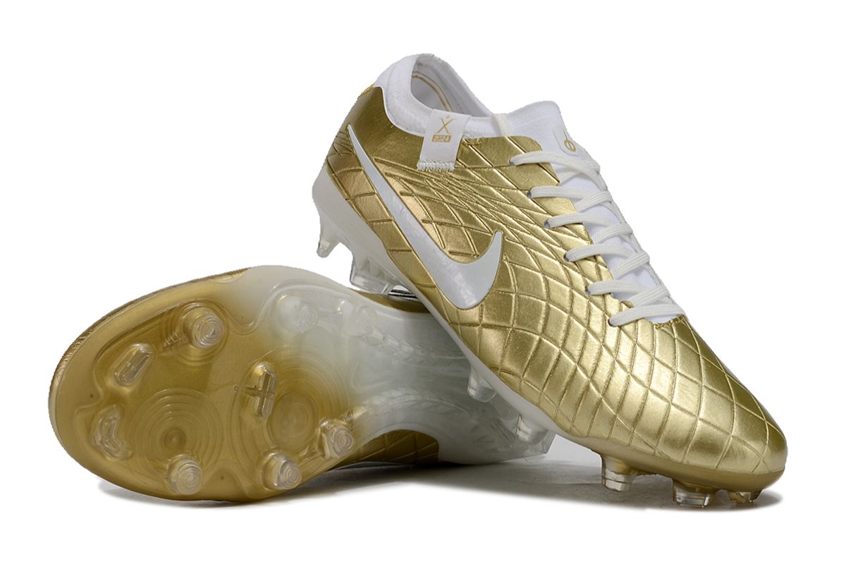 Men's Nike Tiempo Legend 10 Elite FG Soccer Shoes - Gold/White