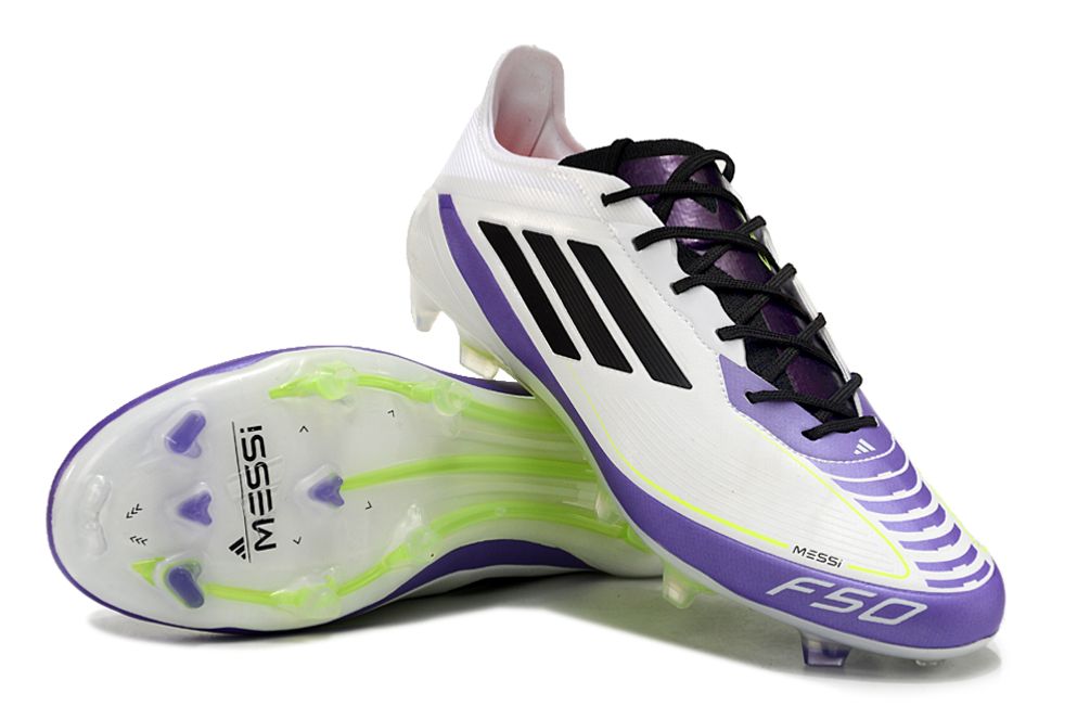 Unisex Messi x Adidas F50 Elite FG Soccer Cleats - White/Black/Purple