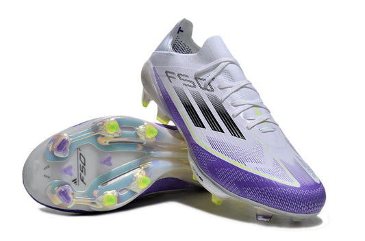 Unisex Adidas F50+ Elite Lightstrike Pro FG Soccer Cleats - White/Black/Purple