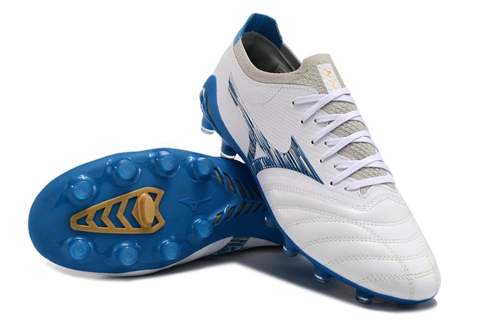 Men's Mizuno Morelia Neo 2 FG Soccer Cleats - White/Silver/Blue