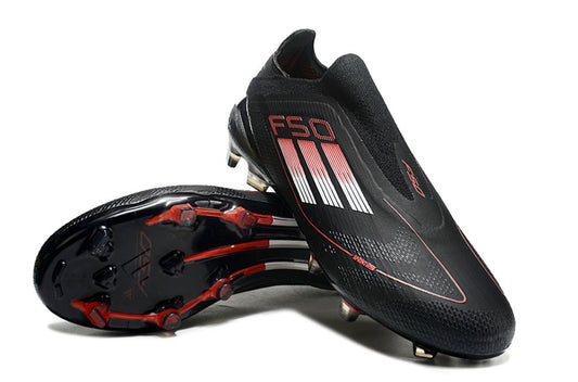 Men's Adidas F50 Elite Laceless FG Soccer Cleats - Black/red