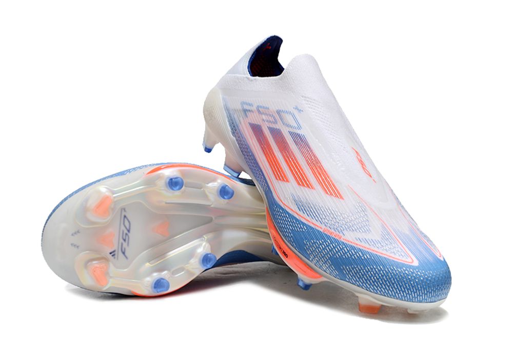 Unisex Adidas F50+ Lightstrike Pro Laceless FG Soccer Cleats - White/Red/Blue