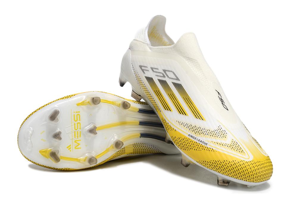 Men's Adidas F50 Elite Laceless FG Soccer Cleats - White/yellow