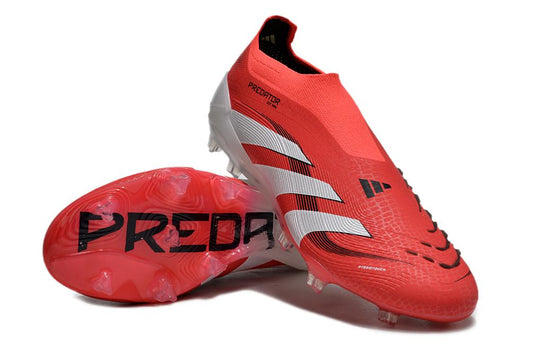 Unisex Adidas Predator Laceless Elite 25 FG Soccer Cleats - Red/white