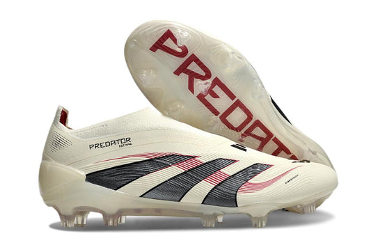 Unisex Adidas Predator Laceless Elite 25 FG Soccer Cleats - White/black/red