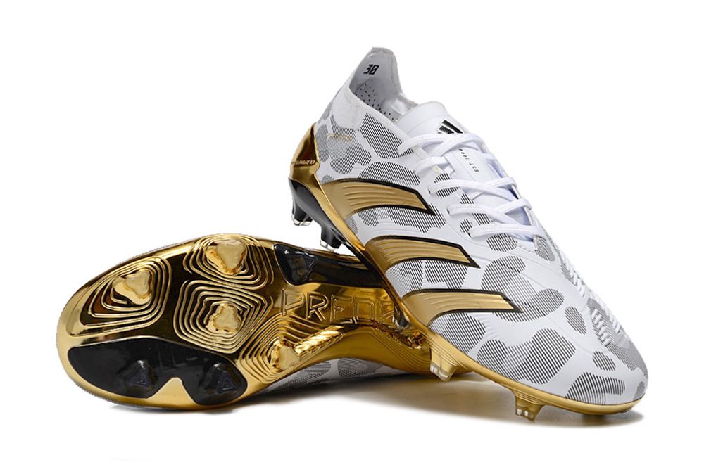 Men's Adidas Predator 24 Elite FG Soccer Cleats - White/Black/Gold