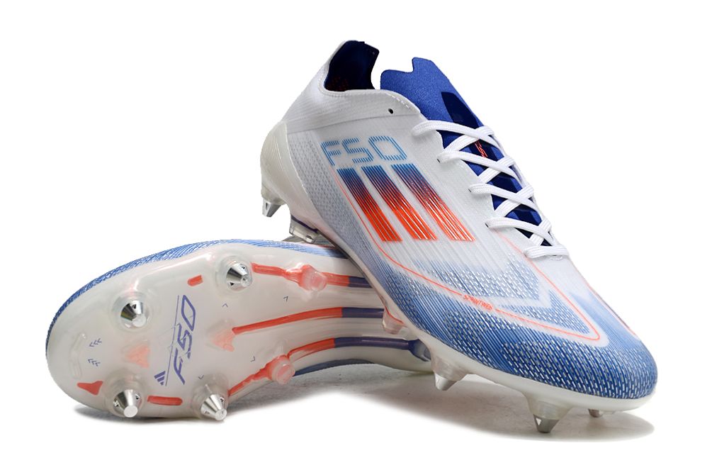 Adidas F50 Elite SG - White/Blue/Red(Metal stud)