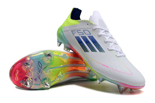 Adidas F50 Elite SG - White/Jade/yellow/Pink/Gold(Metal stud)