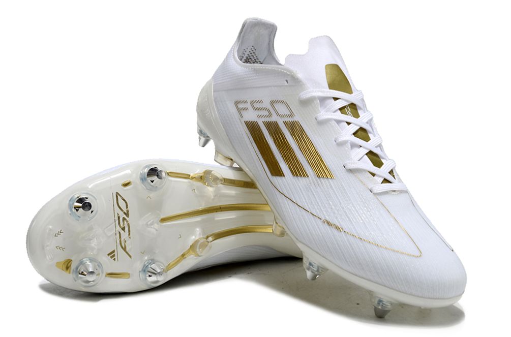 Adidas F50 Elite SG - white/Gold (Metal stud)