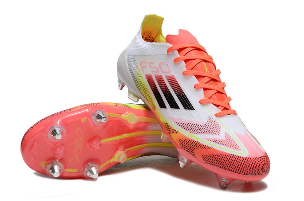 Adidas F50 Elite SG - White/Black/yellow/Red (Metal stud)