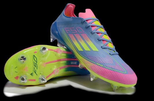 Adidas F50 Elite SG - Blue/Pink/yellow-Green(Metal stud)