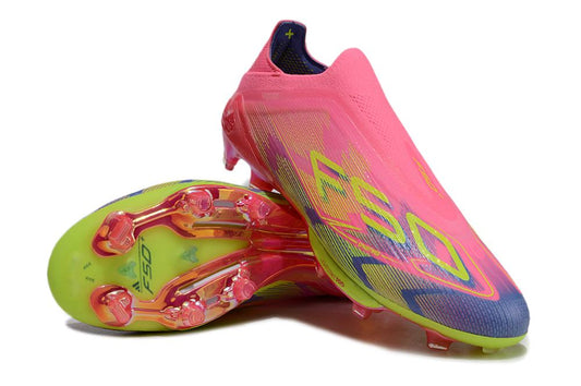 Men's Adidas F50+ Elite Lightstrike Pro Laceless FG Soccer Cleats - Pink/Blue/Yellow