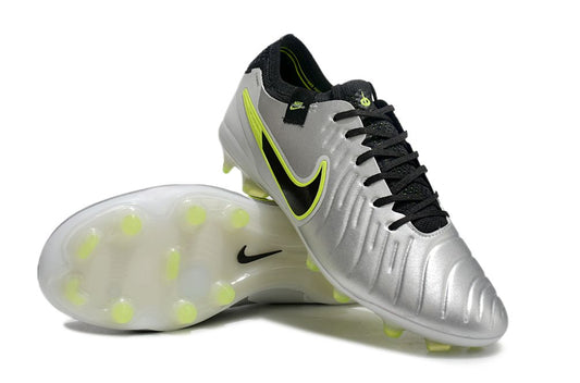 Men's Nike Tiempo Legend 10 Elite FG Soccer Cleats - Silver/Grey/Yellow