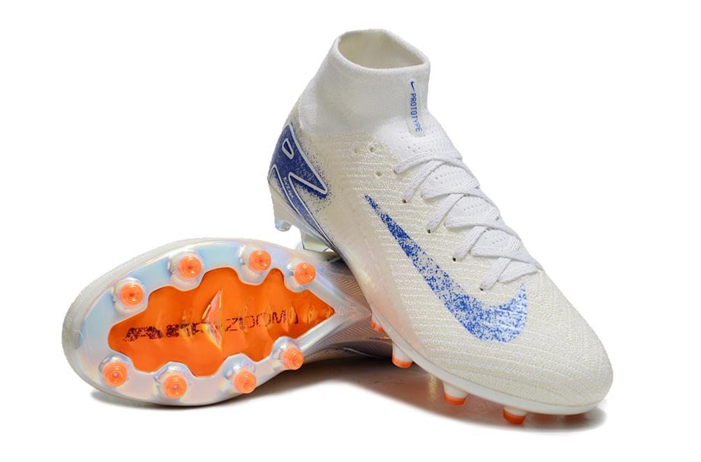 Men's Nike Air Zoom Mercurial Superfly 16 Elite AG Soccer Cleats - White/Blue/Orange