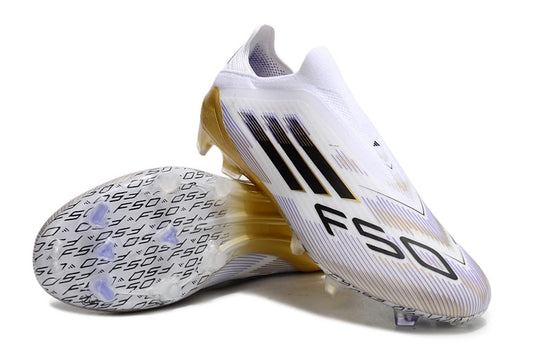 Men's Adidas F50 Elite FG laceless Soccer Cleats - White/Black/Yellow