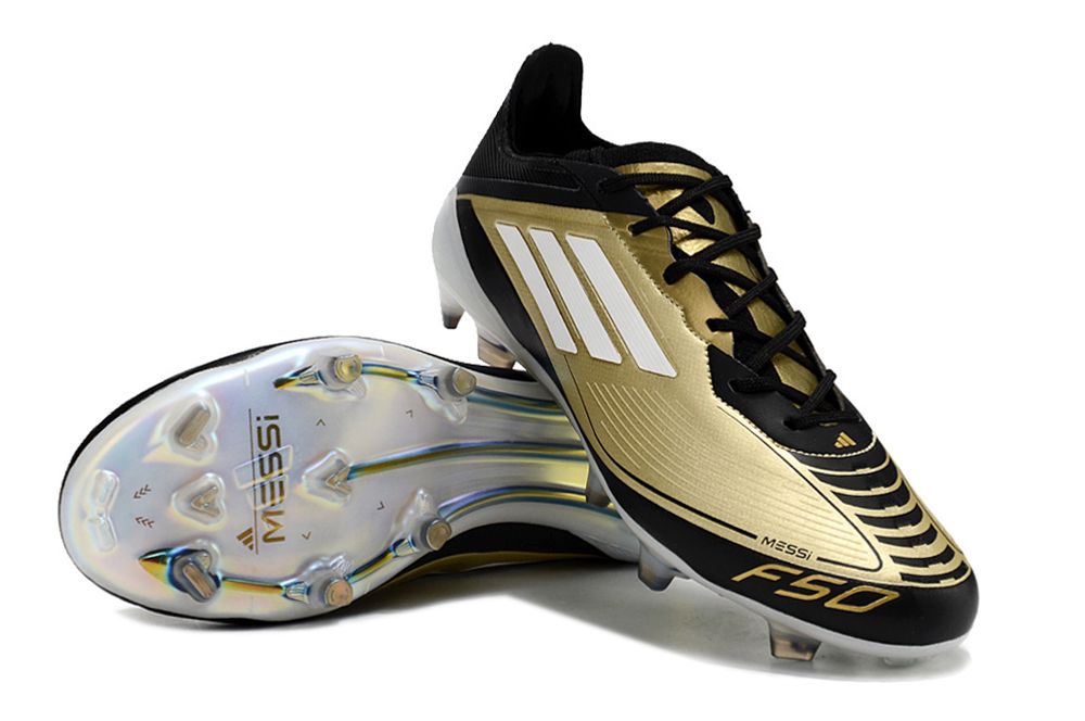 Men's Adidas F50 Adizero Messi  FG Soccer Cleats - Gold/White/Black